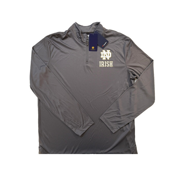 Notre Dame Fighting Irish Pullover Mens XL Gray NCAA Fanatics Quarter Zip NWT - Picture 1 of 7